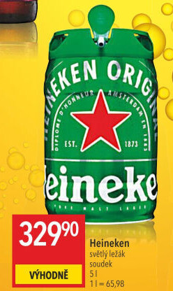 Pivo světlý ležák Heineken - soudek