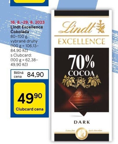 Čokoláda Excellence Lindt