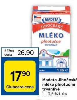 Mléko trvanlivé Jihočeské Madeta - 3,5% plnotučné