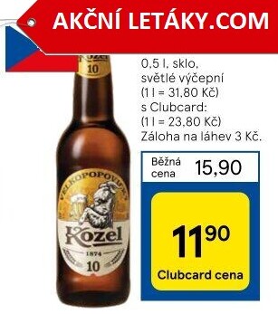 Pivo světlé výčepní 10°Velkopopovický Kozel
