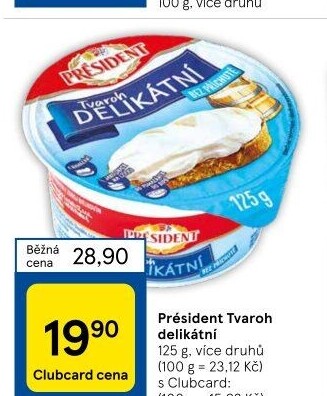 Tvarohové pomazánky Delikátní Président