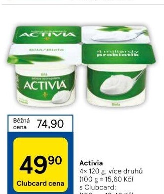 Bílý jogurt Activia Danone