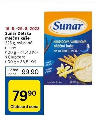 Kaše mléčná Sunar