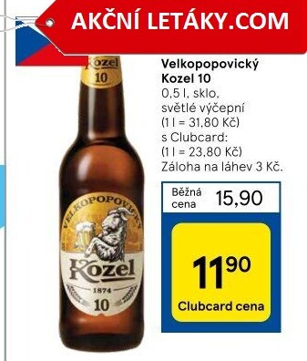 Pivo světlé výčepní 10°Velkopopovický Kozel