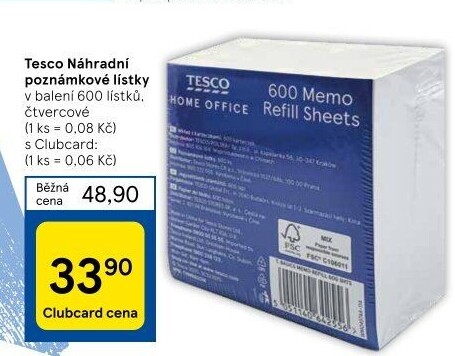Poznámkové papírky Tesco