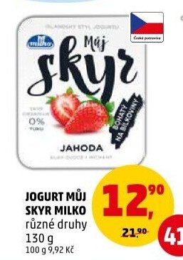 Dezert zakysaný ochucený Můj Skyr 0% Milko