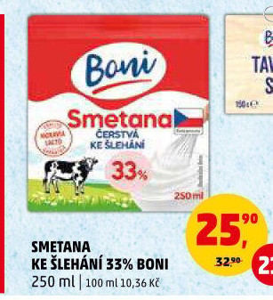 Smetana ke šlehání Boni 33%