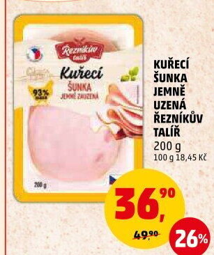 Šunka kuřecí jemně uzená Řezníkův talíř