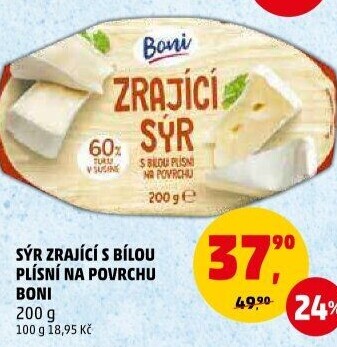 Sýr zrající s bílou plísní na povrchu Boni
