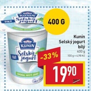 Bílý jogurt selský Mlékárna Kunín