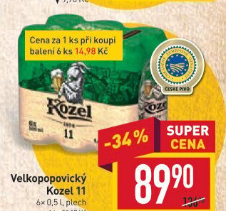 Pivo ležák 11° Velkopopovický Kozel