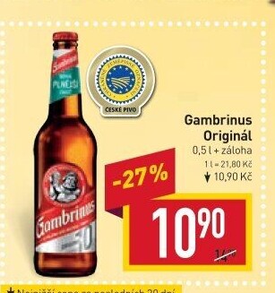 Pivo světlé výčepní Originál 10° Gambrinus