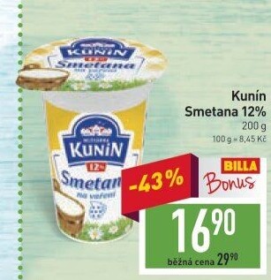 Smetana na vaření Mlékárna Kunín 12%