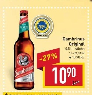 Pivo světlé výčepní Originál 10° Gambrinus