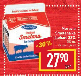 Smetana ke šlehání 33% Moravia