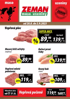 akční leták ZEMAN maso - uzeniny 28.8.2023-2.9.2023
