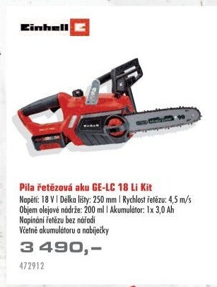 Aku řetězová pila Einhell GE-LC 18 Li Expert Plus