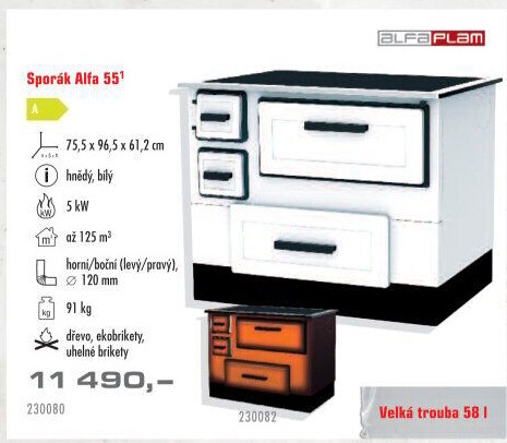 Sporák Alfa Plam Alfa 55