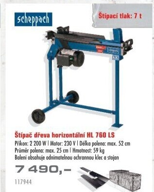 Štípač horizontální na dřevo Scheppach HL760LS