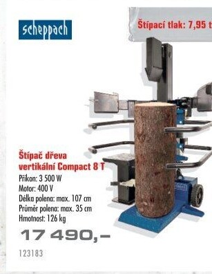 Štípač vertikální na dřevo Scheppach Compact 8 T