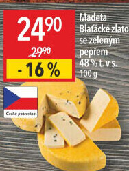 Sýr Blaťácké zlato se zeleným pepřem Madeta