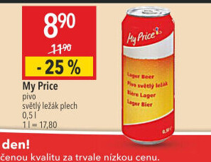 Pivo světlý ležák My Price