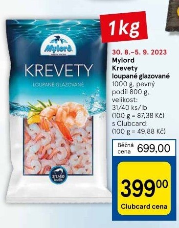 Krevety celé loupané mražené Mylord
