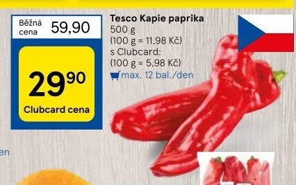 Paprika červená kapie Tesco