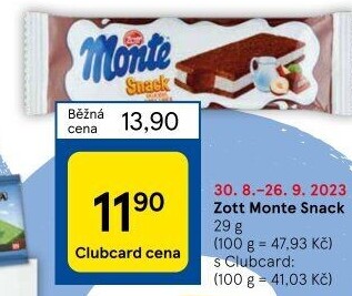 Dezert mléčný Monte Snack Zott