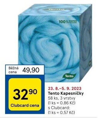 Papírové kapesníčky 3vrstvé Tento - box
