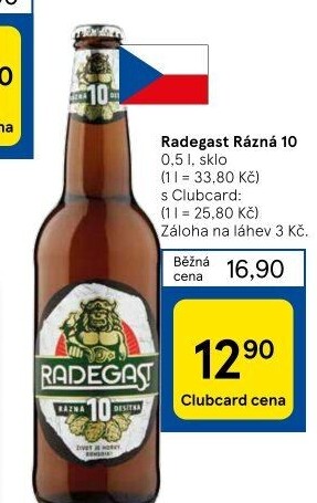 Pivo světlé výčepní Rázná 10° Radegast
