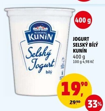 Bílý jogurt selský Mlékárna Kunín