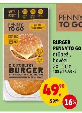Drůbeží burger Penny To Go