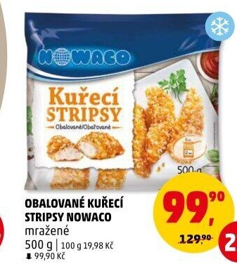 Kuřecí stripsy mražené Nowaco
