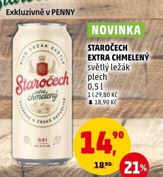 Pivo světlý ležák Staročech extra chmelený