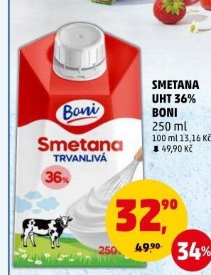 Smetana ke šlehání Boni 36%