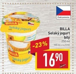 Bílý jogurt selský Billa