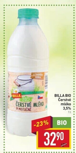 Mléko čerstvé Naše Bio Billa - 3,5% plnotučné