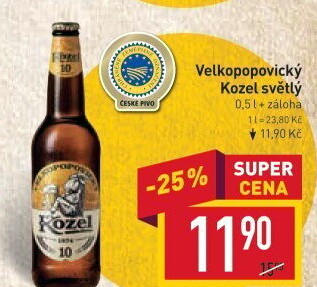 Pivo světlé výčepní 10°Velkopopovický Kozel