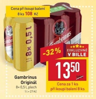Pivo světlé výčepní Originál 10° Gambrinus