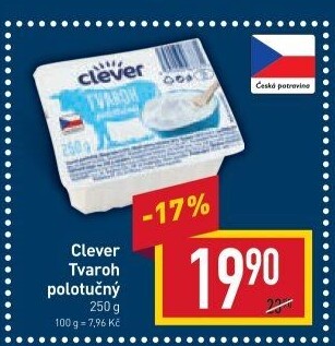Tvaroh polotučný Clever