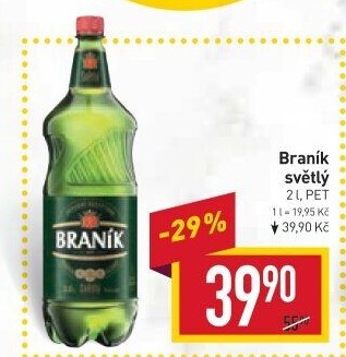 Pivo světlé výčepní 10° Braník