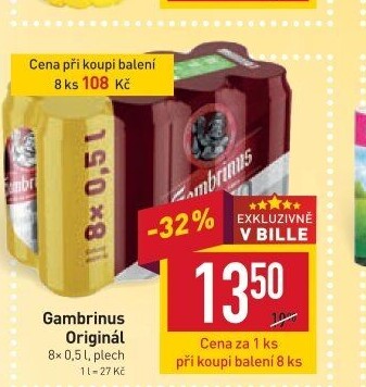 Pivo světlé výčepní Originál 10° Gambrinus