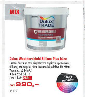 Fasádní barva Weathershield Silikon Plus Dulux Trade