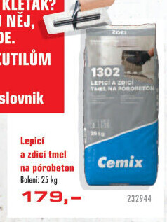 Lepící a zdící tmel na pórobeton Cemix