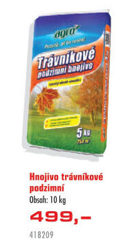 Podzimní trávníkové hnojivo Agro