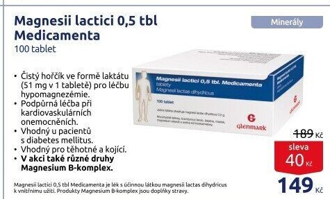 Doplněk stravy Magnesii lactici 0,5 Glenmark