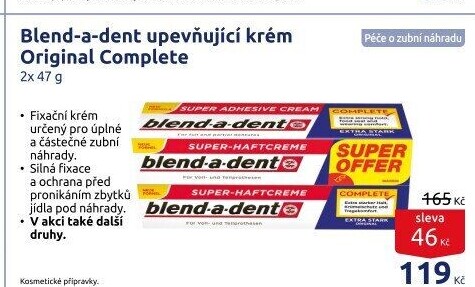 Fixační krém na zubní protézu Complete Blend-a-dent