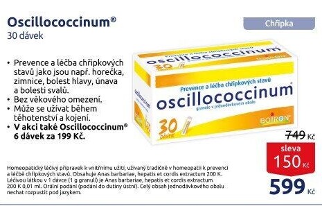 Homeopatikum při příznacích chřipky a nachlazení Oscillococcinum