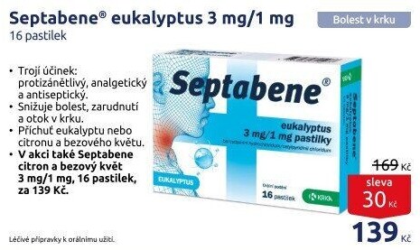 Pastilky proti bolesti v krku Septabene